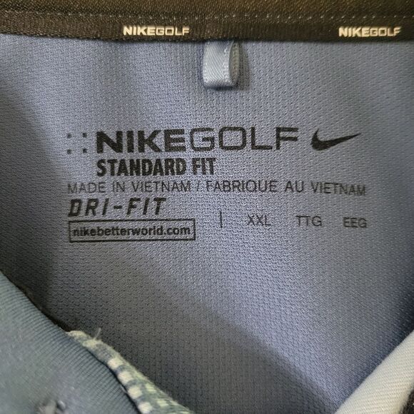 Nike Blue Dri-FIT Mobility Camo Golf Tech Sport Dri-FIT® Polo - Picture 3 of 12
